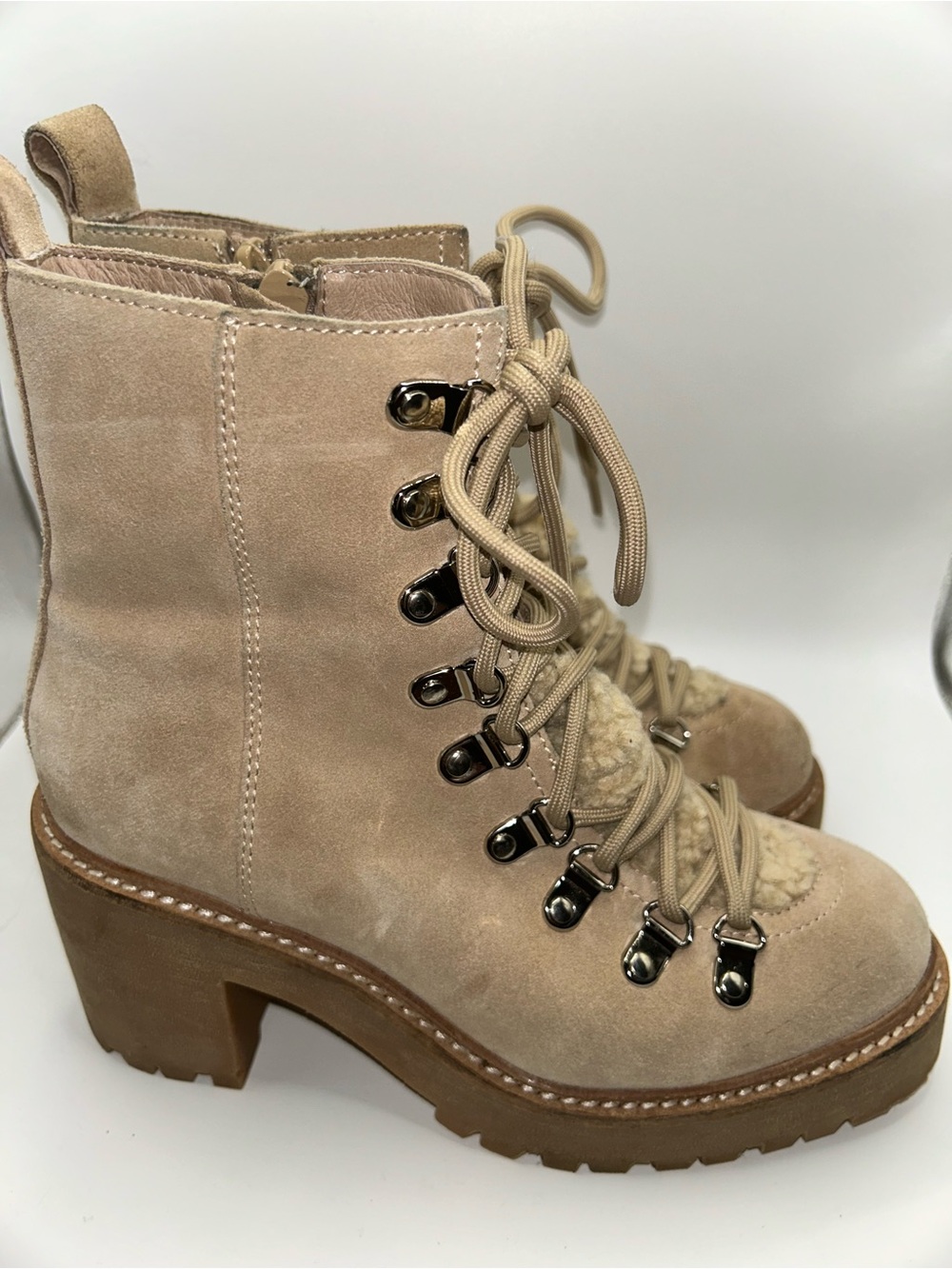 Jeffrey Campbell tan suede heeled ankle boots size 6